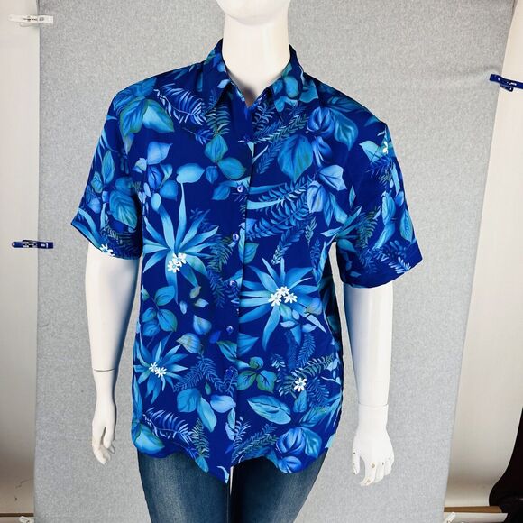 Vintage Joanna Large Blouse Short Sleeve Collared Shirt Floral Button Front New - Picture 2 of 8